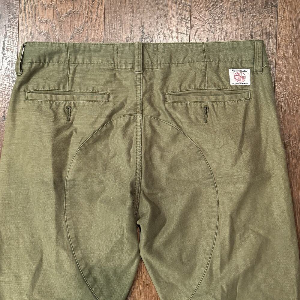 Vintage Undefeated Pants Army Military Chino Green Pants Crazy Fade Size 32 - Picture 6 of 10